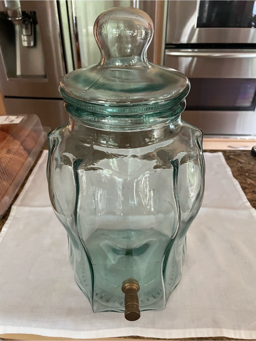 Vintage Italian Grappa Dispenser with Lid and Brass Spigot